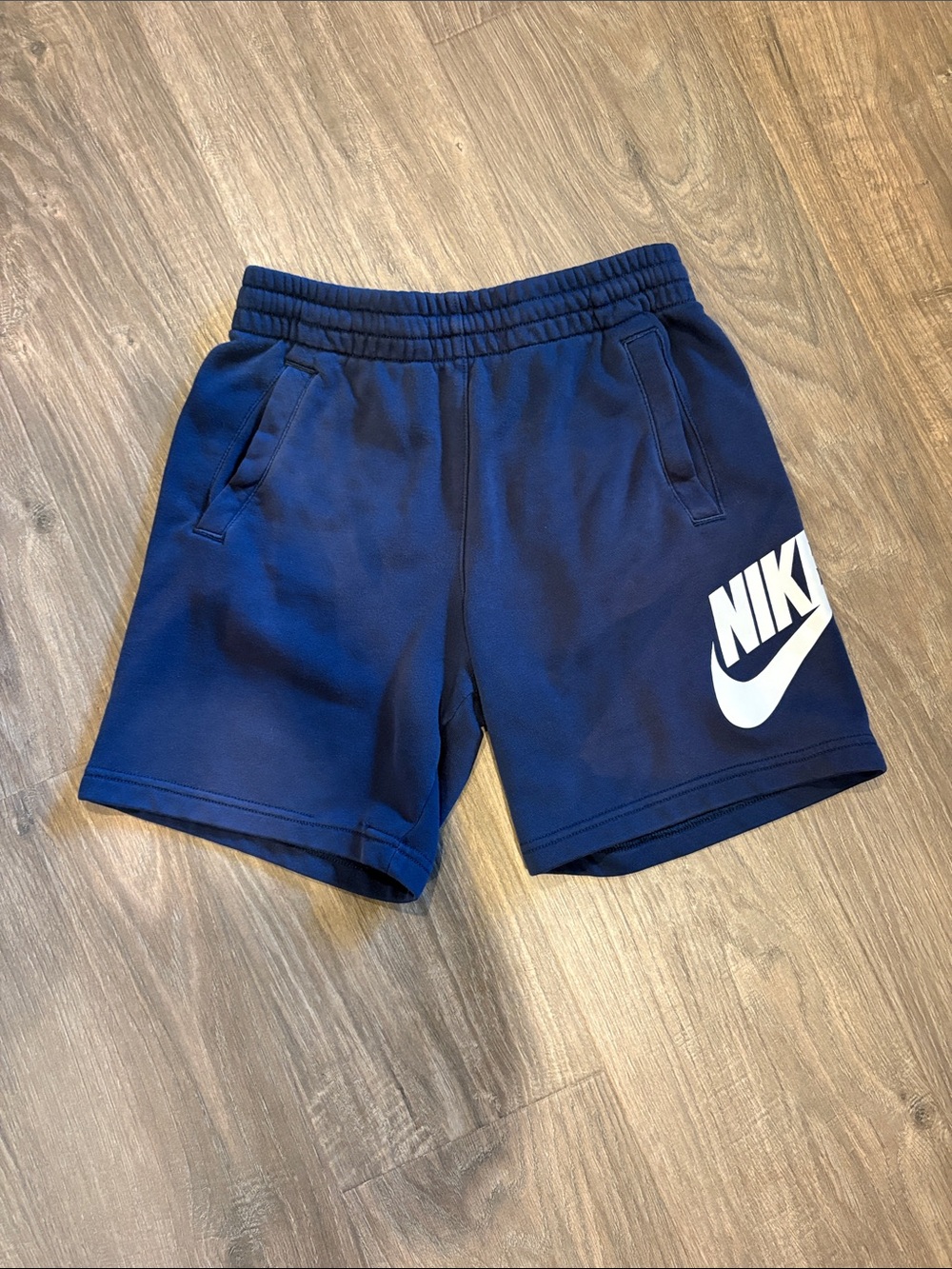 Nike Navy Blue Shorts with White Swoosh Logo
